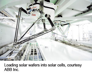 Loading solar wafers into solar cells, courtesy ABB Inc.